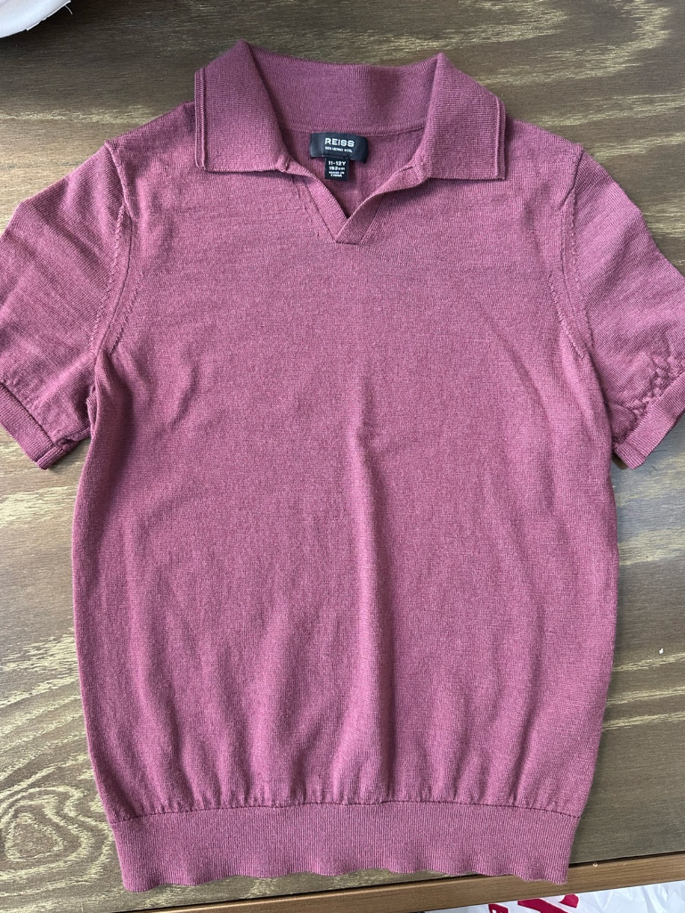 Reiss Boys Burgundy Short Sleeve Polo Sweater